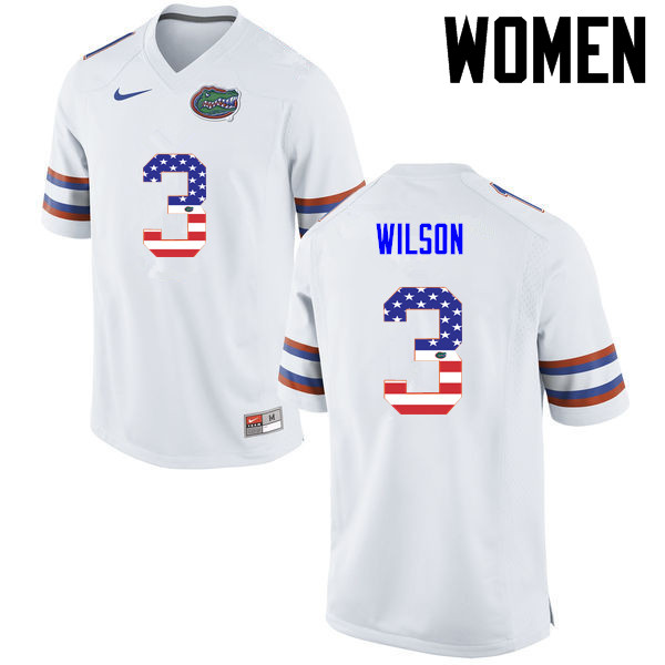 Women Florida Gators #3 Marco Wilson College Football USA Flag Fashion Jerseys-White